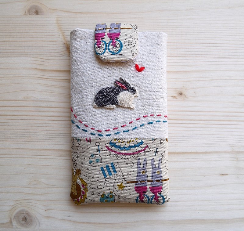 兔子刺绣手机袋(M) 适合5寸手机 - 其他 - 棉．麻 