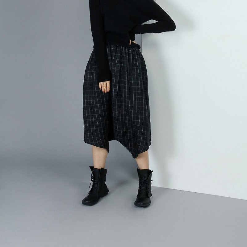 【订制】格纹哈伦裤 - 女装长裤 - 棉．麻 黑色