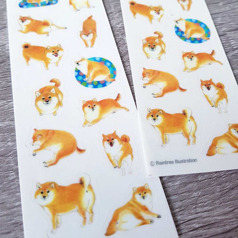 柴犬透明割形贴纸 手帐贴纸 笔记本贴纸 1张12小图 - 贴纸 - 防水材质 