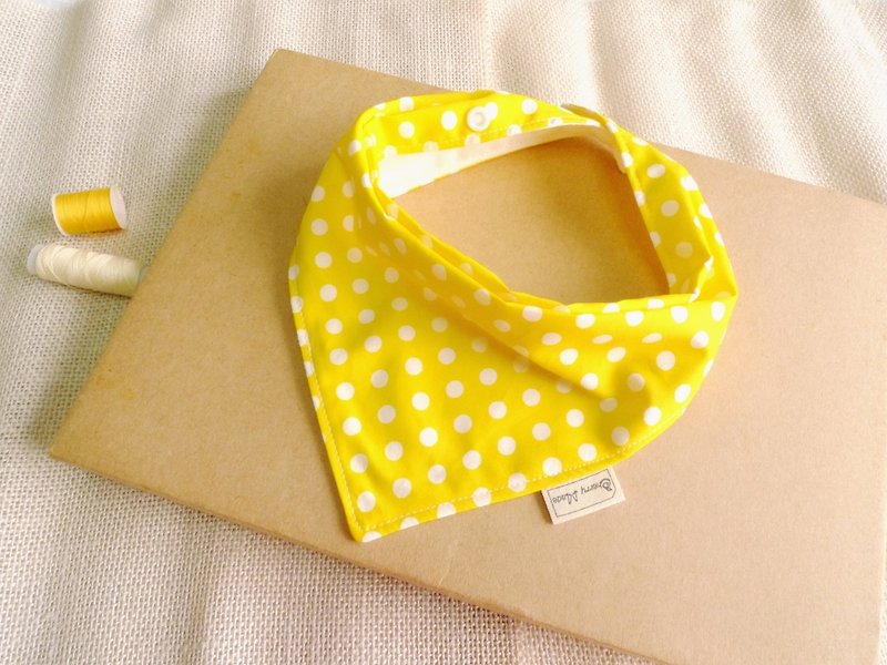 黄水玉点点-三角口水巾 - 围嘴/口水巾 - 棉．麻 黄色