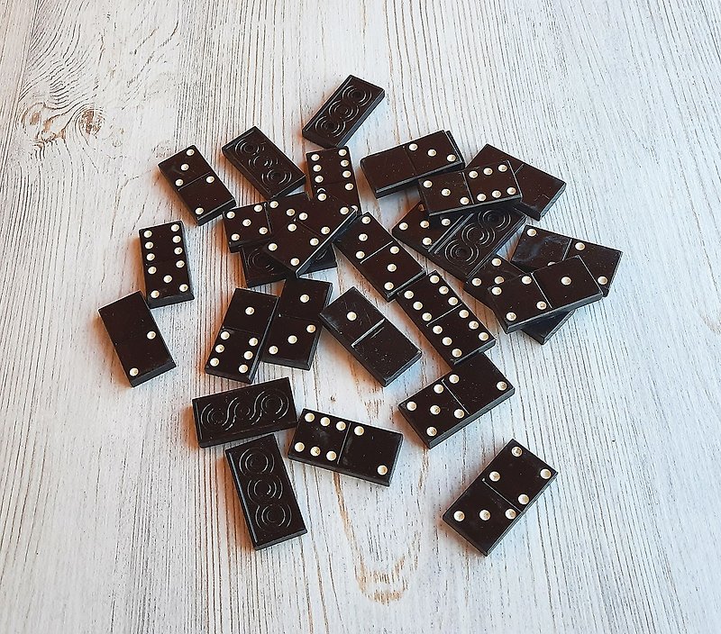 Black tiles Russian dominoes vintage - Soviet domino game USSR - 其他 - 其他材质 黑色