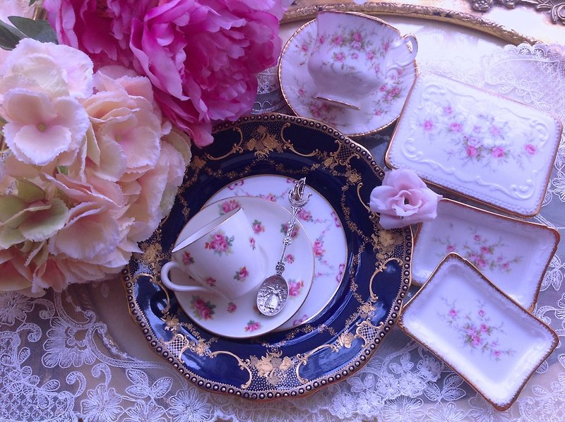 英国骨瓷 1901年 Royal Doulton 手绘玫瑰古董骨瓷咖啡杯值得收藏 - 咖啡杯/马克杯 - 瓷 粉红色