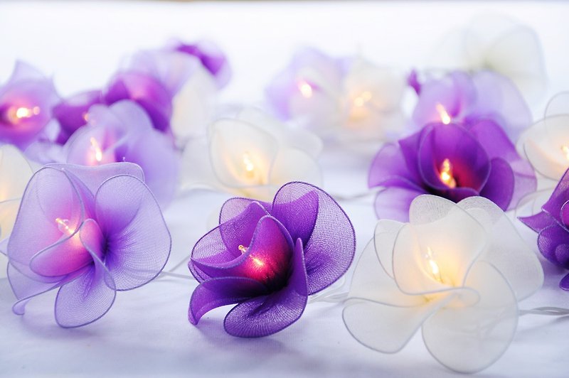 20 Purple Flower String Lights for Home Decoration,Wedding,Party,Bedroom,Patio - 灯具/灯饰 - 纸 