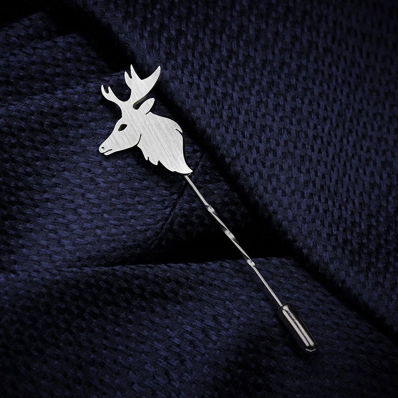 Deer Lapel Pin - Wedding Lapel Pin - Mens Lapel Pin - Custom Lapel Pin - Grooms Boutonniere - 领带/领带夹 - 其他金属 银色