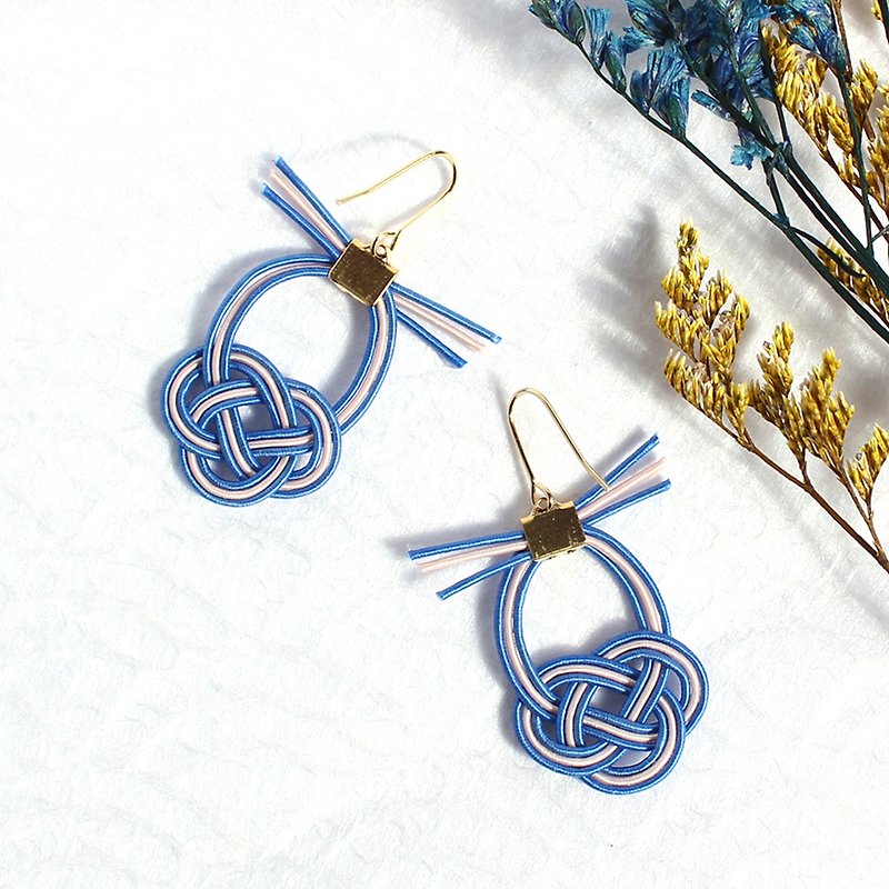japanese style pierce earring / mizuhiki / japan / accessory / bird - 耳环/耳夹 - 丝．绢 蓝色