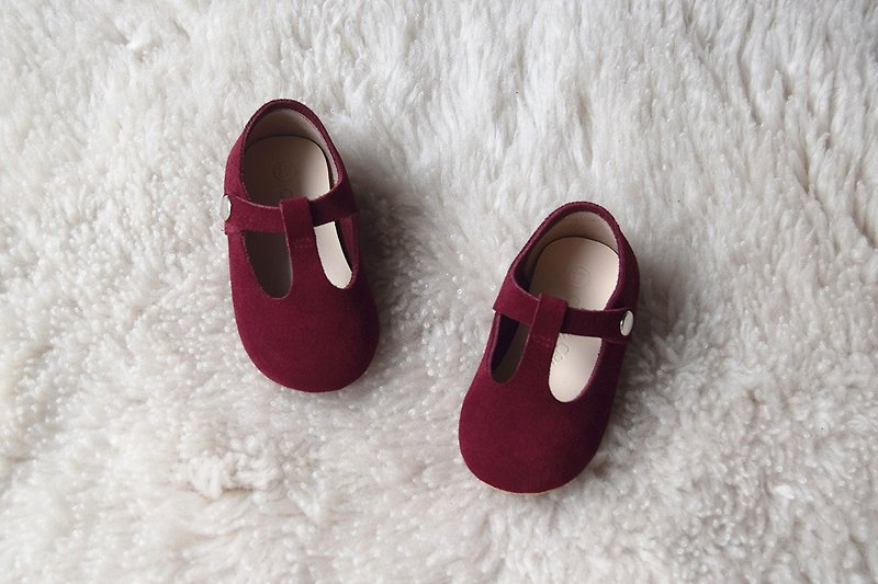 酒红色学步鞋 周岁礼物 女宝宝礼物 婴儿鞋 女童鞋  小孩礼物 - 童装鞋 - 真皮 红色