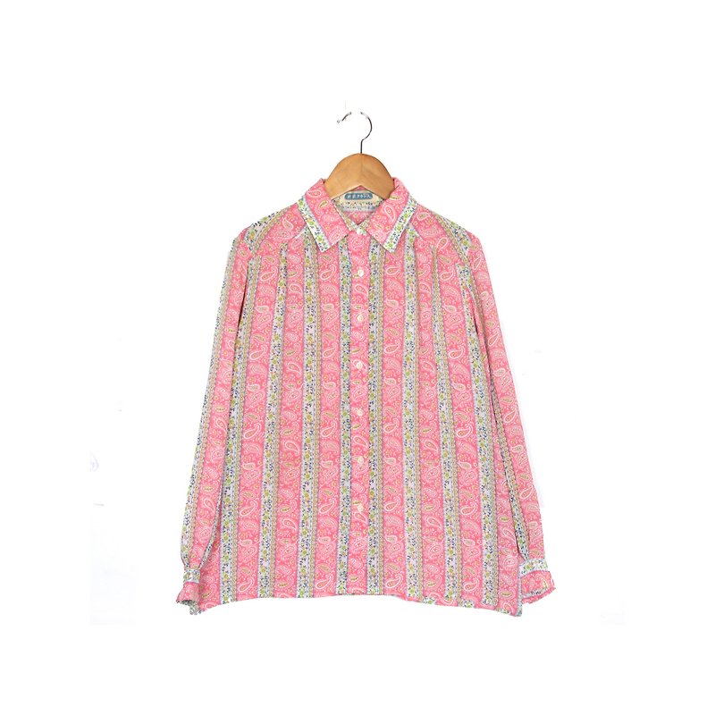 【蛋植物古着】草莓变形虫印花古着衬衫 - 女装衬衫 - 聚酯纤维 粉红色
