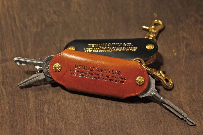 【METALIZE】复古皮革双向钥匙收纳包(四色) - 钥匙链/钥匙包 - 真皮 