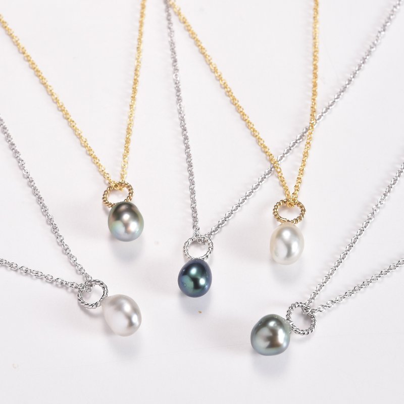黒蝶ケシパールのネックレス - 项链 - 珍珠 银色