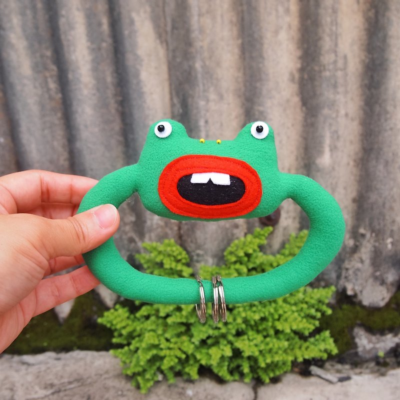 动物拉环钥匙圈-大嘴呆蛙 - 钥匙链/钥匙包 - 棉．麻 绿色