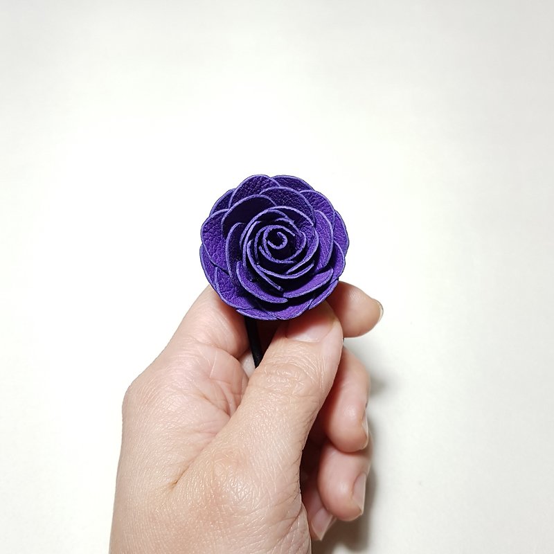 手工皮革花-发圈_小_紫色 - 发饰 - 真皮 紫色