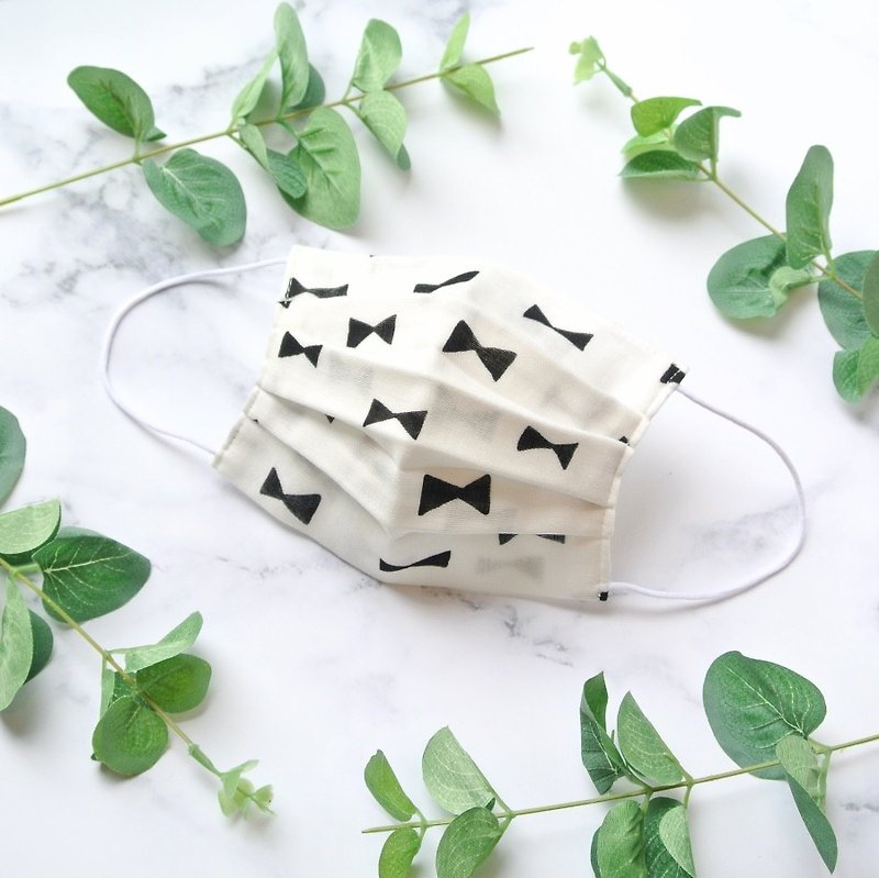 Stylish handmade mask Ribbon White | Material good Japanese cloth |  TEMARIYA - 口罩 - 棉．麻 白色