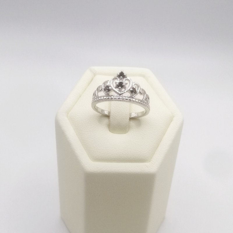 The Crown Ring , Natural Black Spinel, Silver 925 - 其他 - 纯银 银色