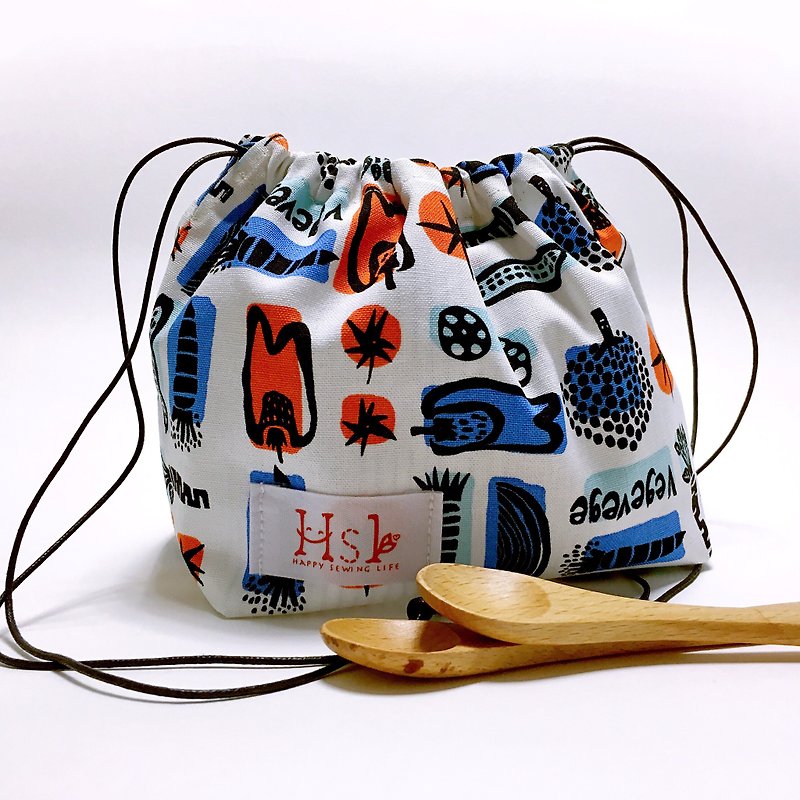 DIY材料包 教学套装 午餐饭盒袋 索绳袋 拉绳手挽袋 束口袋 - 编织/刺绣/羊毛毡/裁缝 - 棉．麻 