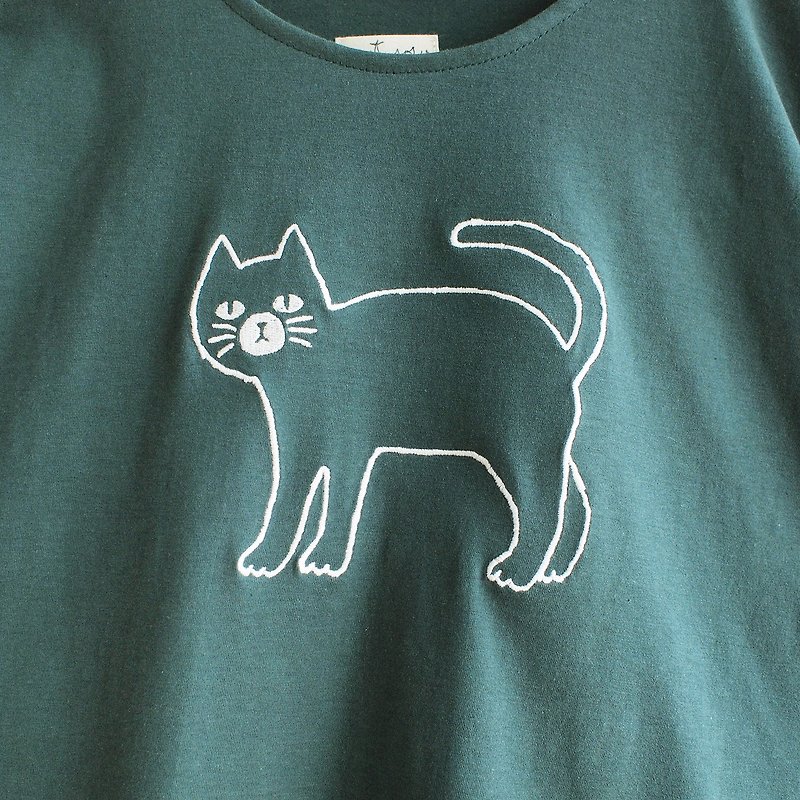 krajok cat t-shirt : green - 女装 T 恤 - 棉．麻 绿色