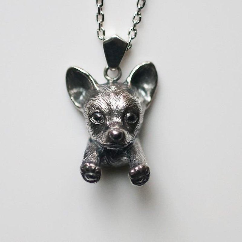 チワワの犬ネックレス - 项链 - 纯银 银色