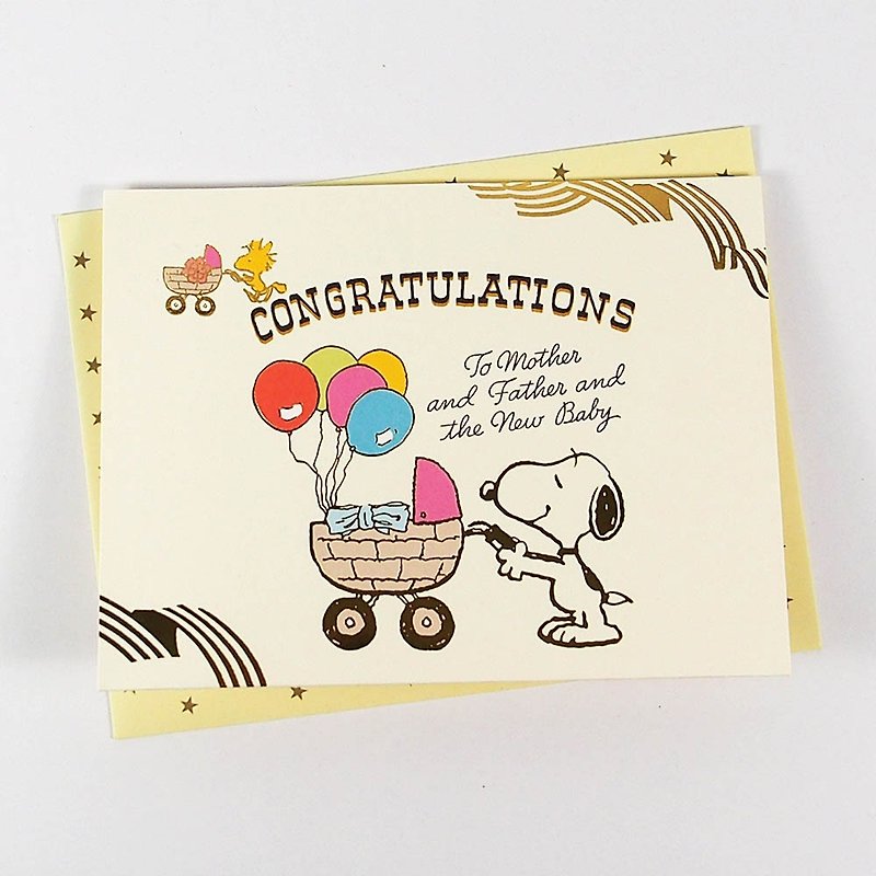 Snoopy祝贺爸爸妈妈跟新生宝宝快乐【Hallmark 立体卡片】 - 卡片/明信片 - 纸 黄色