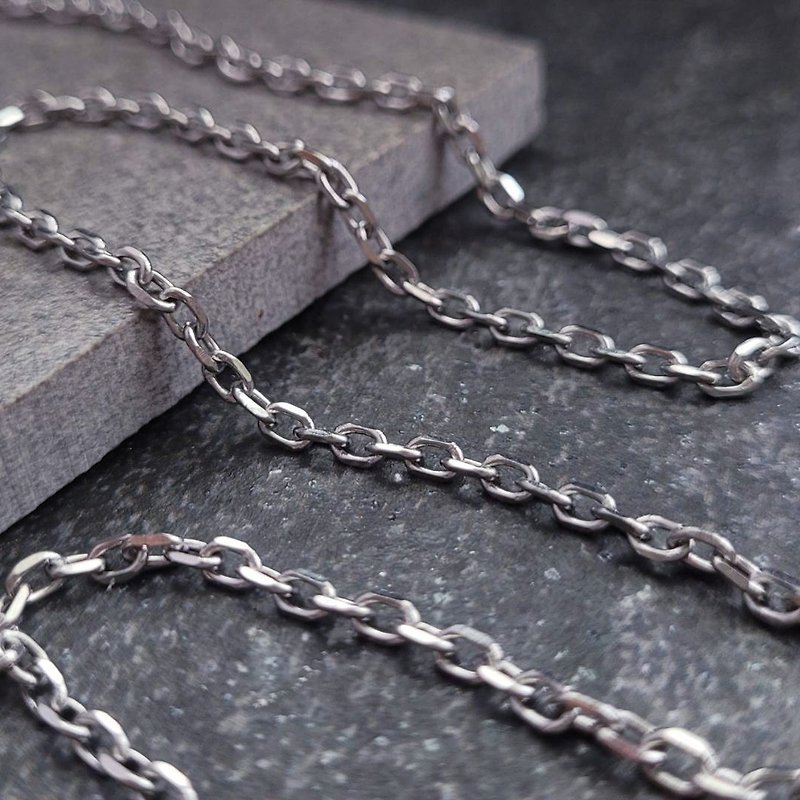 3.0mm切角钢链(单链) 长50-75cm 男链毛衣链 - 长链 - 不锈钢 银色