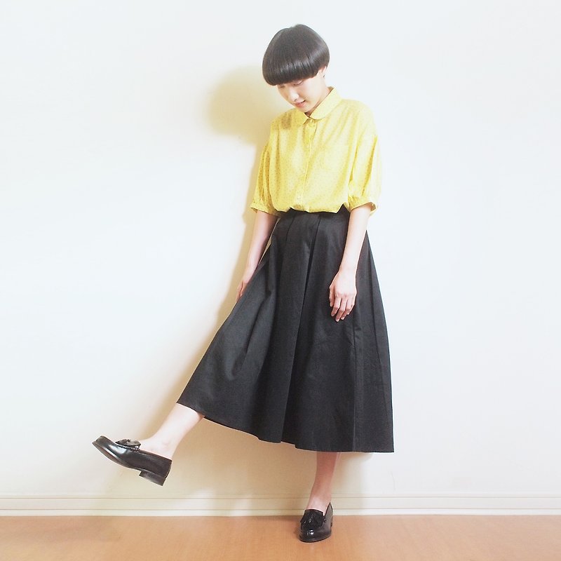 cotton flare skirt : black - 裙子 - 棉．麻 黑色