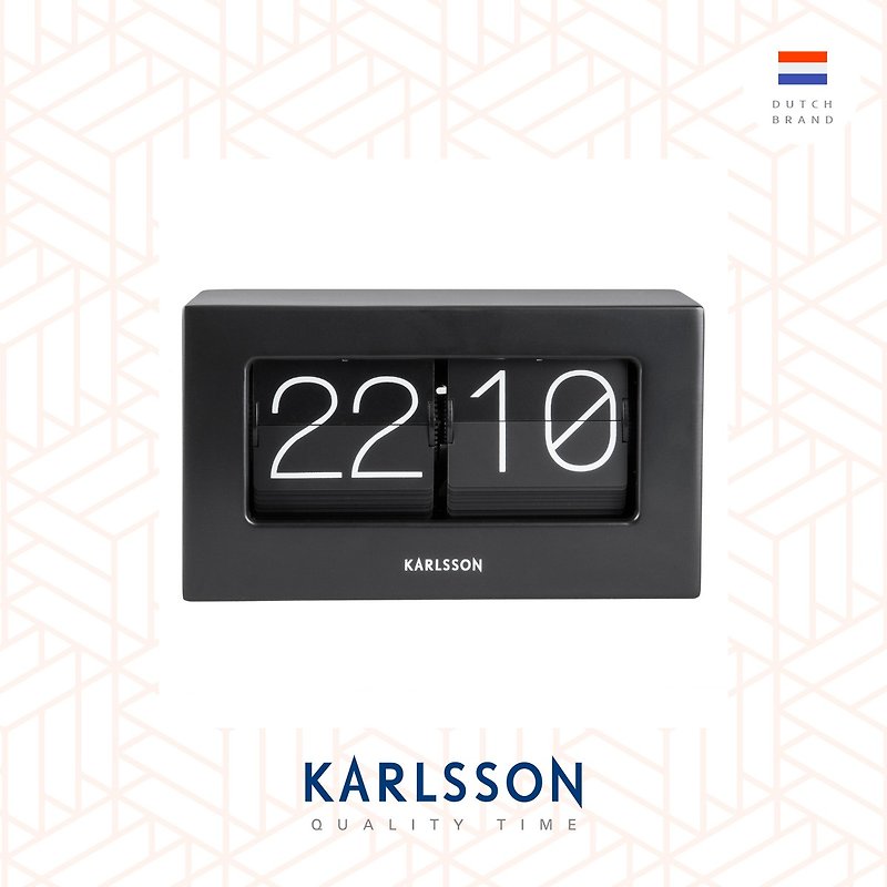 荷兰Karlsson 金属哑黑色翻页钟 Table clock Boxed Flip matt bk - 时钟/闹钟 - 其他金属 黑色