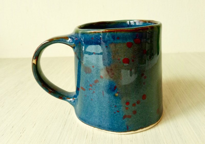 钴蓝色红点陶杯 - 咖啡杯/马克杯 - 陶 蓝色