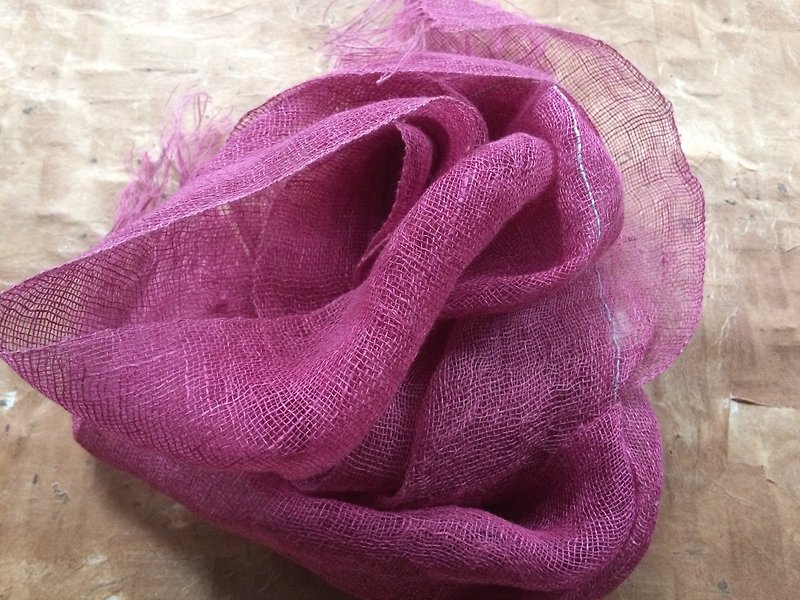 手織りヘンプストールK - 丝巾 - 棉．麻 粉红色