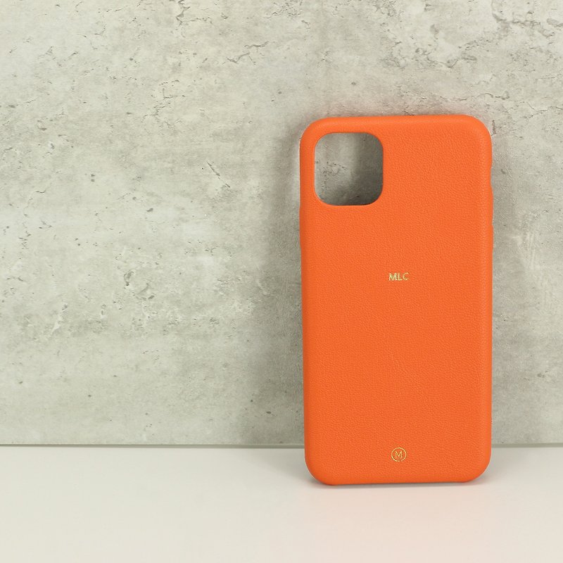 定制化礼物手造真皮革防摔马卡龙24色橙红色橘色iPhone手机壳 - 手机壳/手机套 - 真皮 橘色