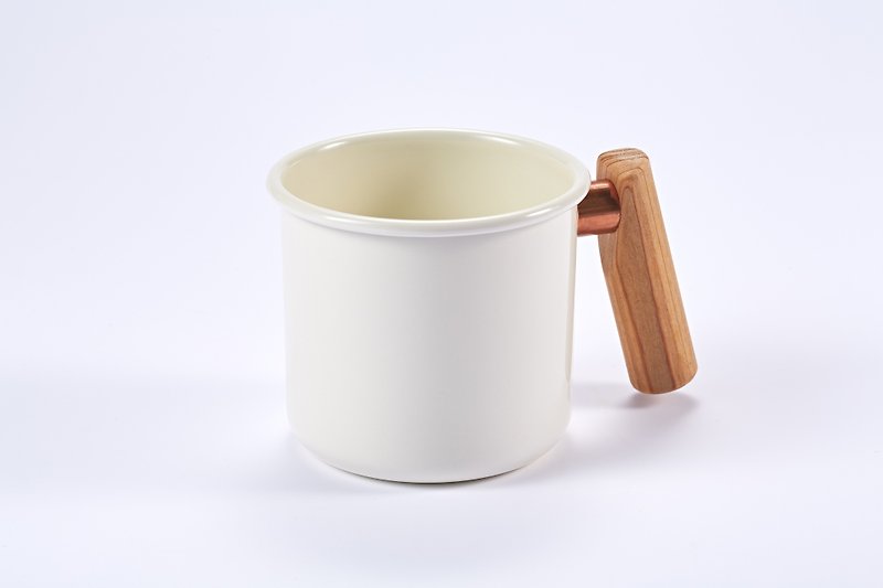 Truvii木柄珐琅杯250ml(月光白) - 茶具/茶杯 - 珐琅 白色