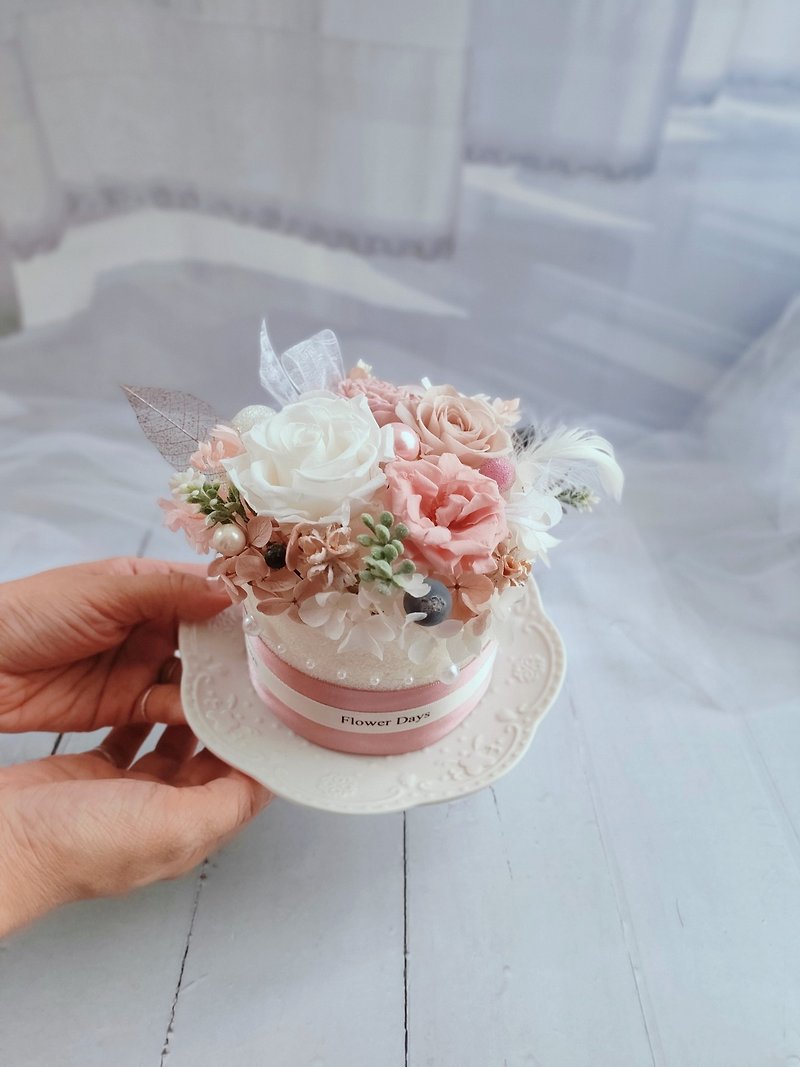 母亲节礼物 永生蛋糕花 - 干燥花/捧花 - 植物．花 粉红色