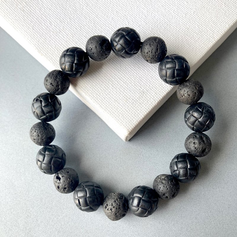 编织纹火山岩  3D打印造型手链 - 手链/手环 - 树脂 黑色