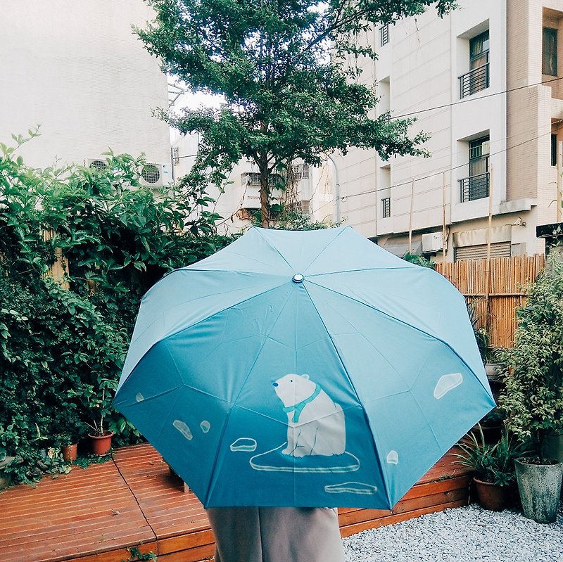 《KerKerland》孤单北极熊☉自动折伞 - 雨伞/雨衣 - 聚酯纤维 蓝色