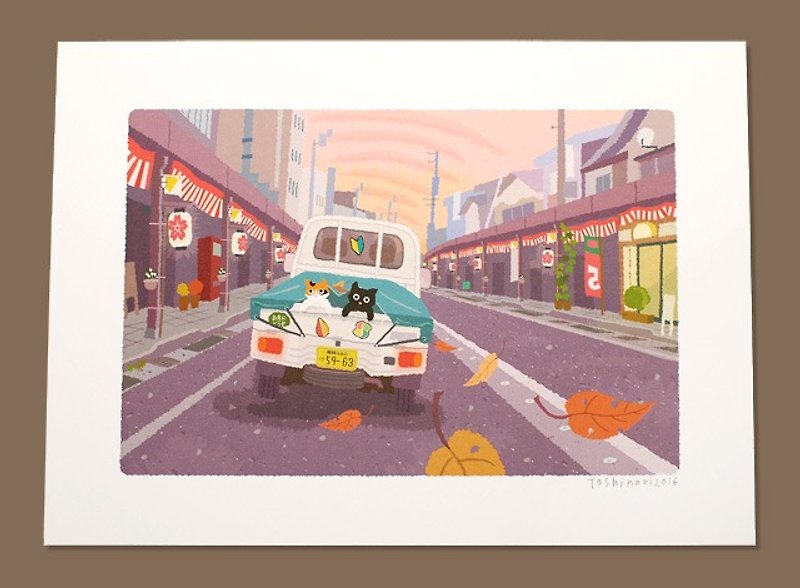 A3イラストシート 秋祭りの夕暮れ - 海报/装饰画/版画 - 纸 紫色