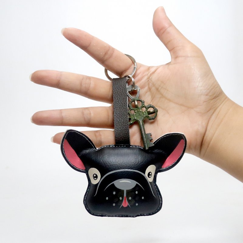 【雙11折扣】Black french bulldog keychain, gift for animal lovers add charm to your b - 吊饰 - 人造皮革 黑色