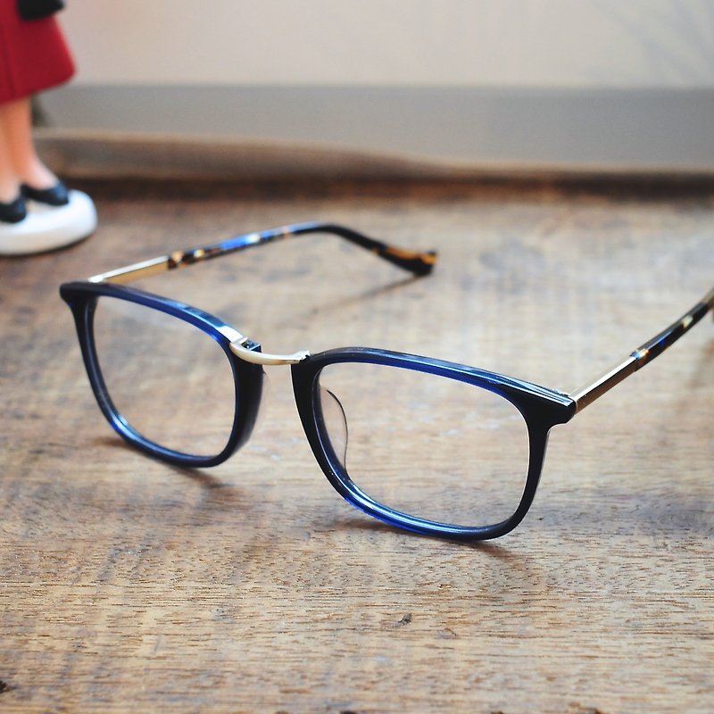 手工板材 复古幼方框眼镜 - 眼镜/眼镜框 - 塑料 蓝色