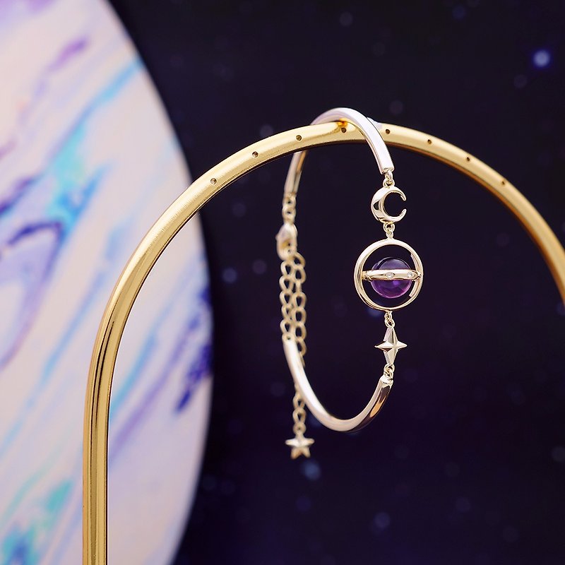 IZZMI 紫晶 立体星球手链 星月星空水晶 可转动调节 原创设计礼物 - 手链/手环 - 水晶 紫色