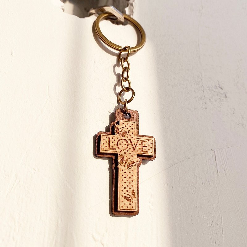 十架之爱 十字架 钥匙圈 福音礼品 - 钥匙链/钥匙包 - 木头 