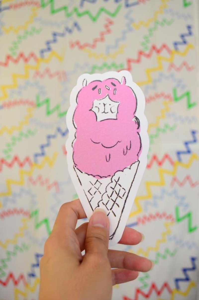 橘皮太郎-手绘感造型明信片。万用卡 (羊驼 冰淇淋) - 卡片/明信片 - 纸 粉红色