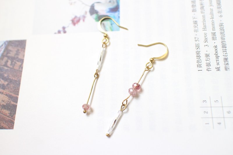 夏日梦幻-草莓晶-草莓晶 黄铜耳环-针式 夹式 - 耳环/耳夹 - 其他金属 多色