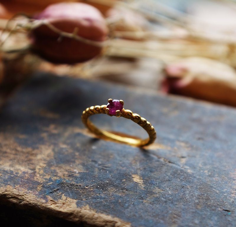 巴黎古董粉红玻璃镀金戒指 - 戒指 - 其他金属 粉红色
