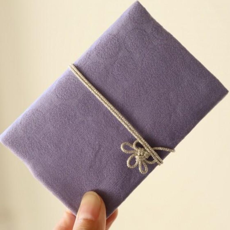 点文×紫色　きものカードケース　梅結びの紐付 - 名片夹/名片盒 - 棉．麻 紫色