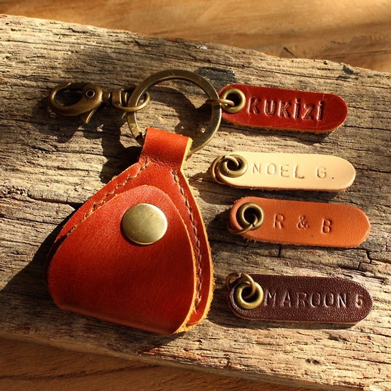 Handmade Pick Case (Genuine Cow Leather) - Whisky Red / Key Ring / Key Holder - 钥匙链/钥匙包 - 真皮 