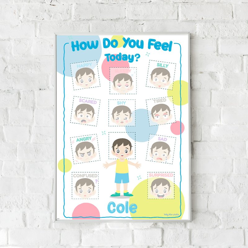 Feeling Poster with Personalized Name (with reusable sticker pad)  - Kids Poster - 海报/装饰画/版画 - 纸 