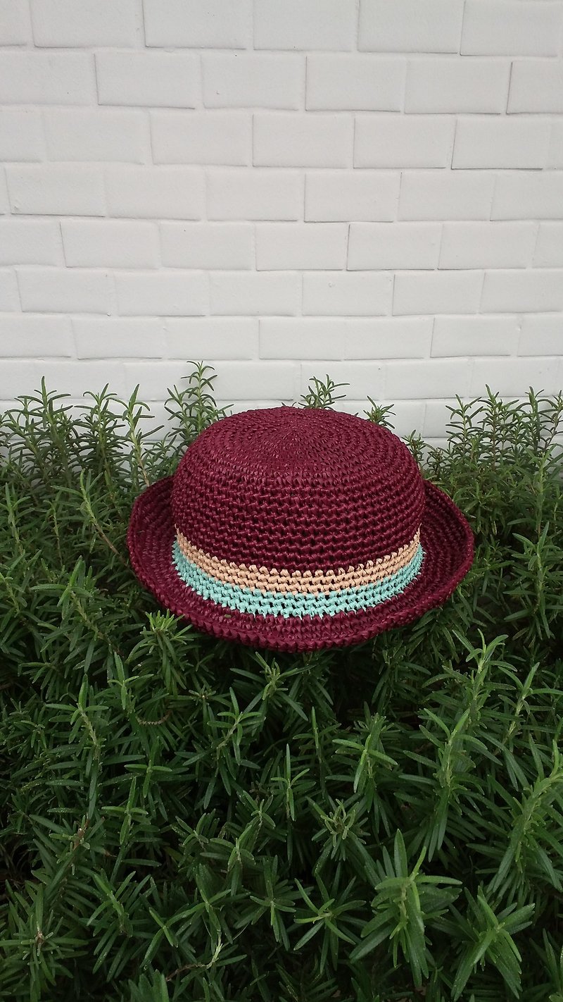 小童草帽 - 紫红色 - 帽子 - 棉．麻 