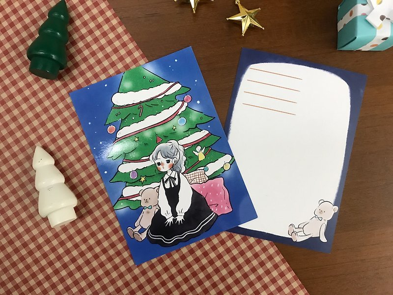 圣诞节 明信片 复刻回忆-熊熊与圣诞树 - 卡片/明信片 - 纸 