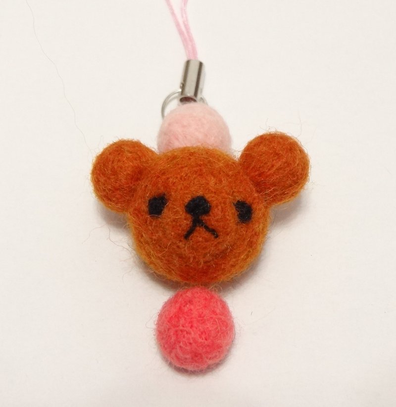 红棕小熊-羊毛毡 "钥匙圈、吊饰、摆饰"(可定制化更改颜色) - 钥匙链/钥匙包 - 羊毛 咖啡色