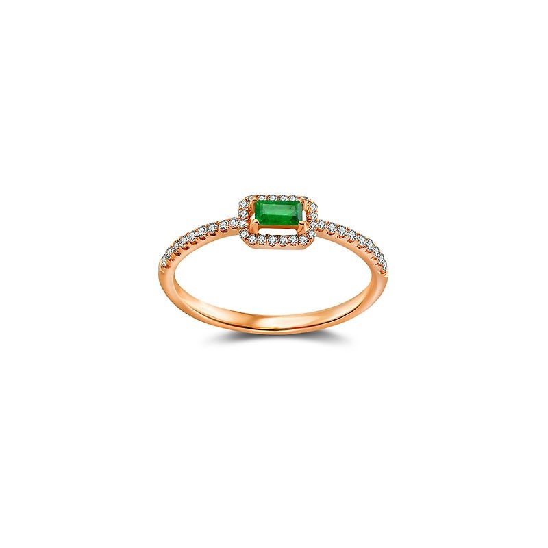 18k绿宝石戒指钻石包边 - 戒指 - 宝石 绿色