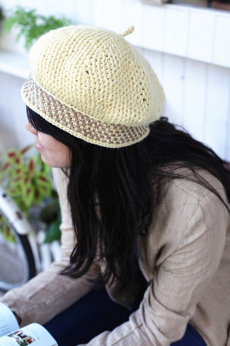 【好日手作】法式贝蕾编织帽(春天鹅黄) - 帽子 - 其他材质 