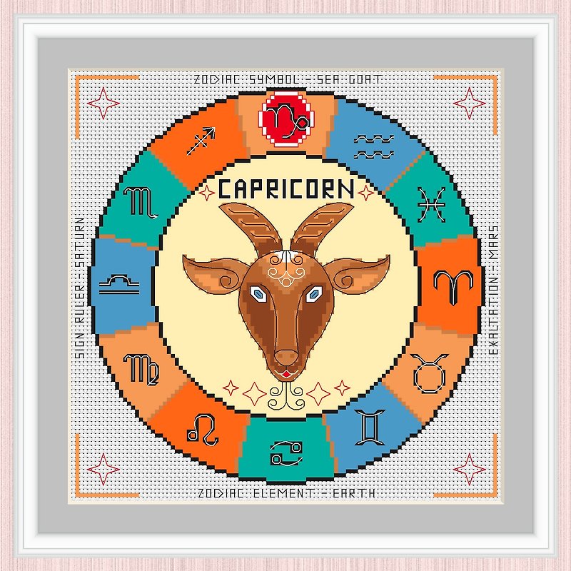 Capricorn Cross Stitch Pattern | Capricorn Zodiac Sign | Capricorn | 十字繡圖案 - 手工艺教程/工具书 - 其他材质 