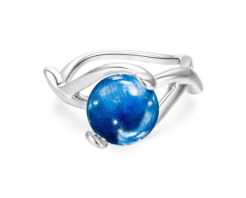 蓝晶石纯银戒指 皇家蓝个性925银饰品 质感银器 蓝水晶诞生石银戒 - 戒指 - 纯银 蓝色