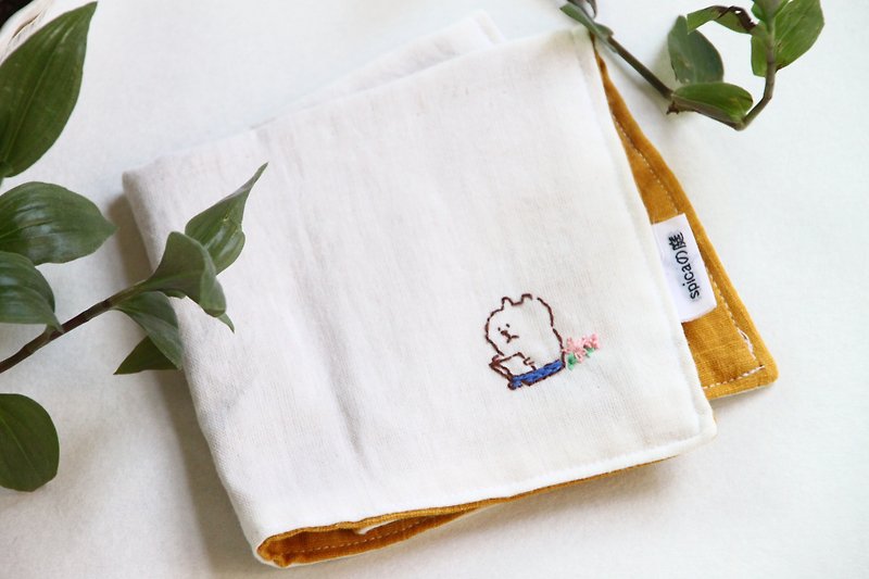muuちゃん刺繍のハンカチ　book - 毛巾浴巾 - 棉．麻 橘色